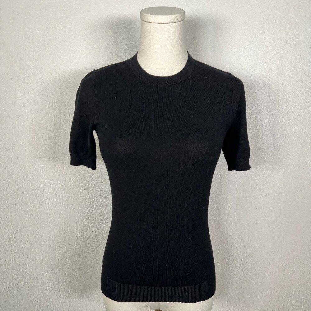 Babaton Black Ribbed T-Shirt - Size 2XS